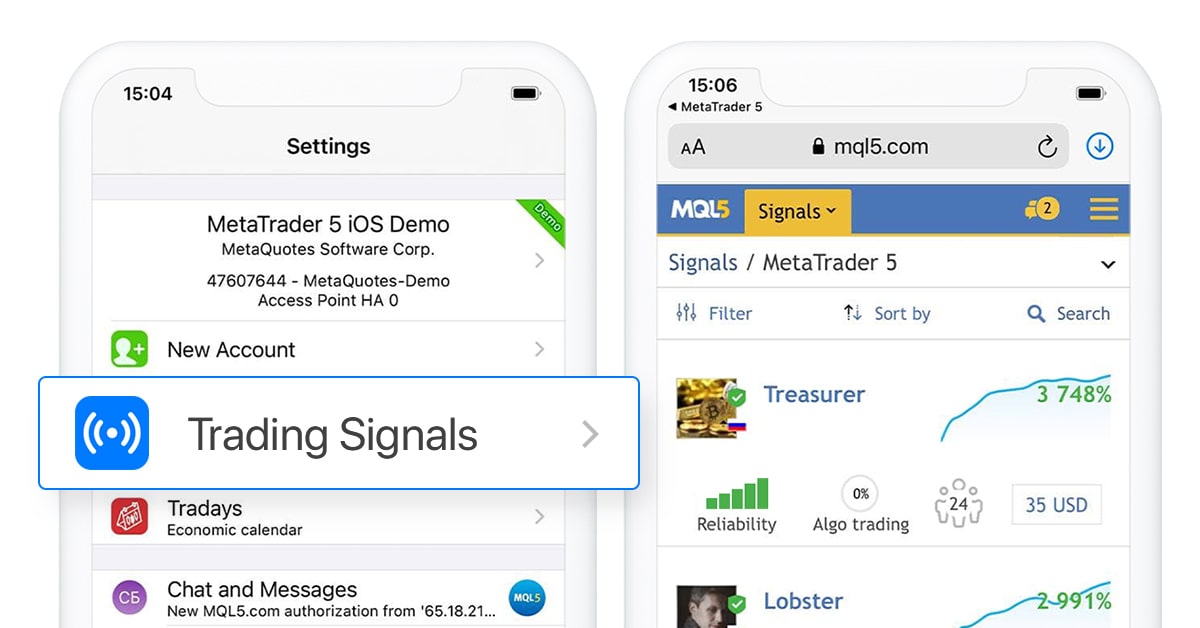 Subscribe to signals from mobile terminal