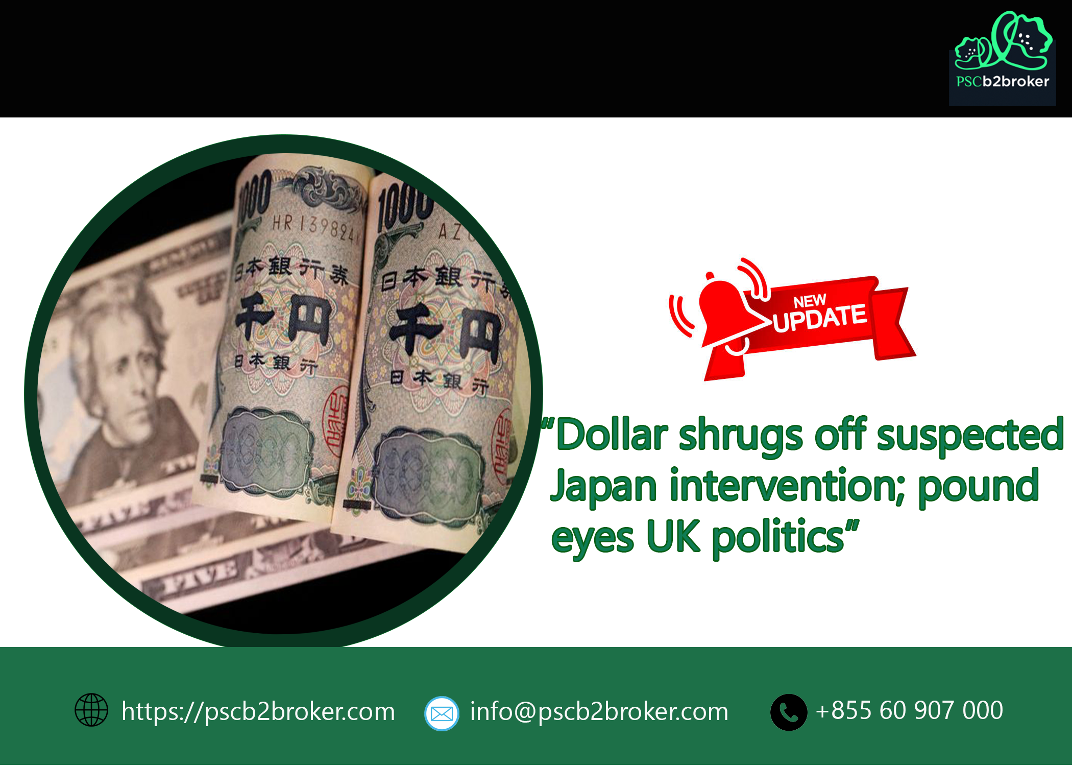 Dollar shrugs off suspected Japan intervention; pound eyes UK politics